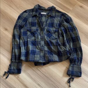 We The Free Navy and White Plaid Shirt